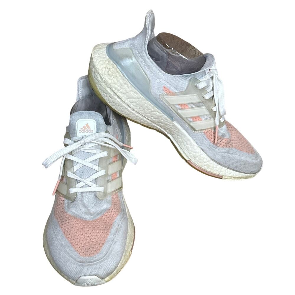 Adidas Ultraboost 21 Running Shoes Crystal White Glow Pink SZ 9.5